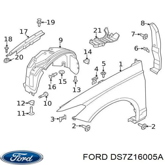 Pára-lama dianteiro direito Ford DS7Z16005A preço, a partir de 106,32 USD