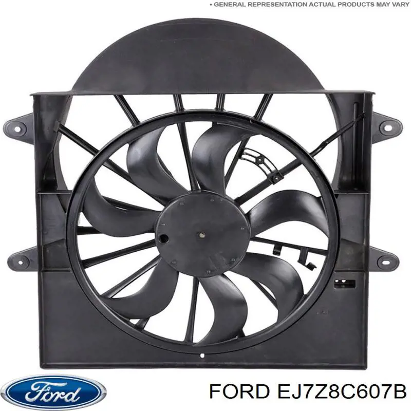 EJ738C607AF Ford Difusor do radiador de esfriamento, montado com motor e roda de aletas