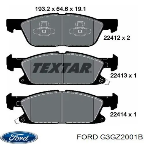 G3GZ2001B Ford Sapatas do freio dianteiras de disco