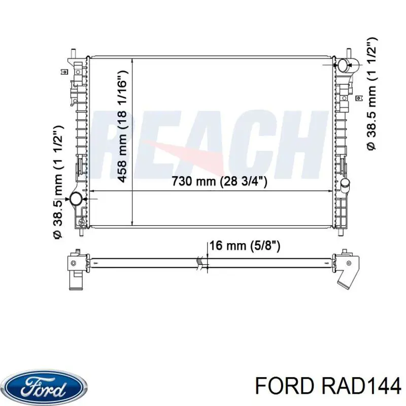 7T4Z8005A Ford Radiador de esfriamento de motor