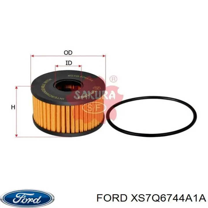 XS7Q6744A1A Ford Filtro de óleo