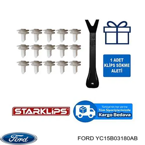 YC15B03180AB Ford Cápsula (prendedor) de fixação de moldura de pára-brisas
