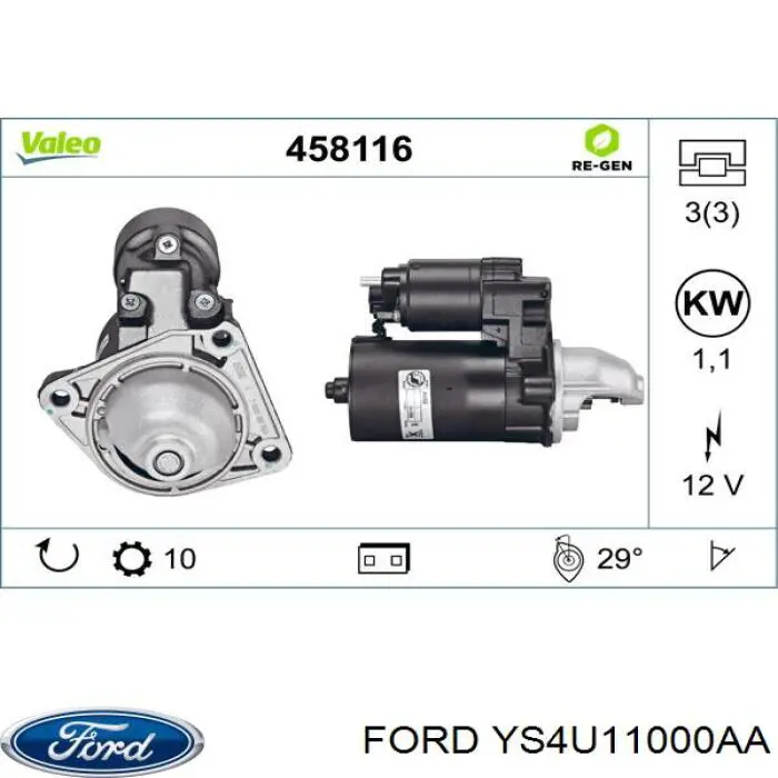 YS4U11000AA Ford Motor de arranco