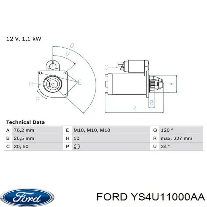 Motor de arranco Ford YS4U11000AA preço, a partir de 46,05 USD