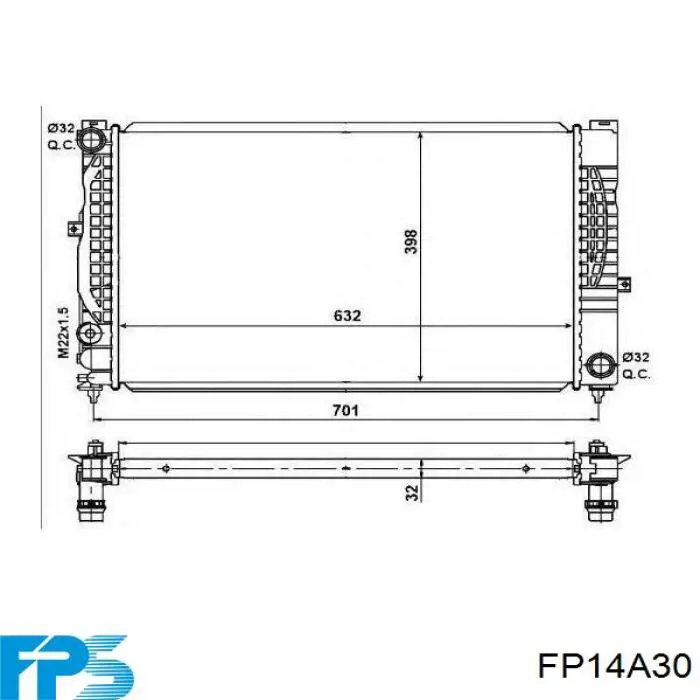 Radiador de esfriamento de motor FPS FP14A30