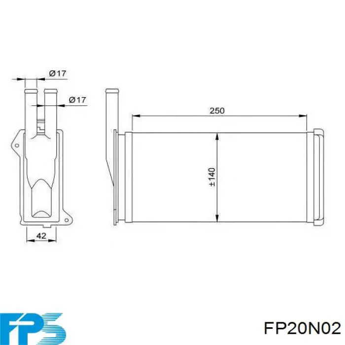 Radiador de forno (de aquecedor) FP20N02 FPS