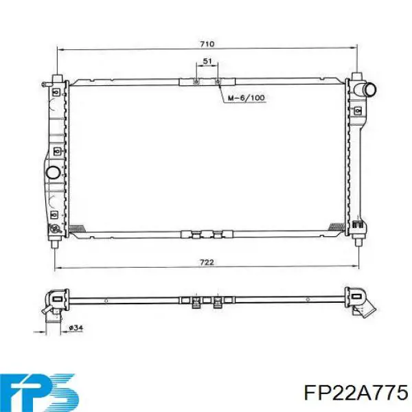 Radiador de esfriamento de motor FP22A775 FPS