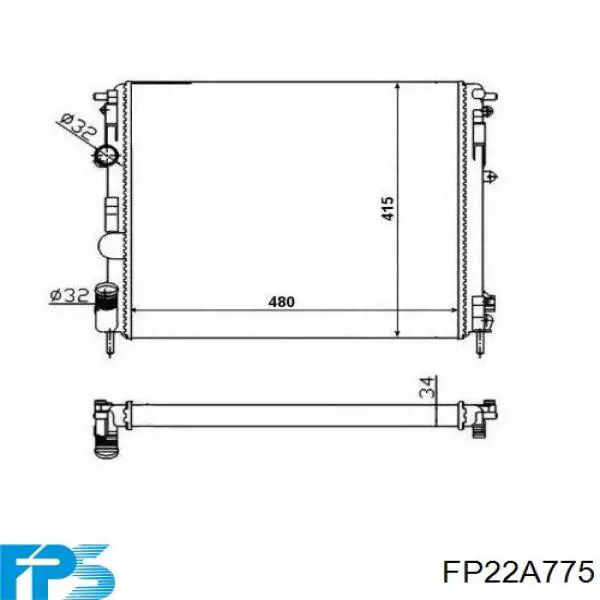 Radiador de esfriamento de motor FP22A775 FPS