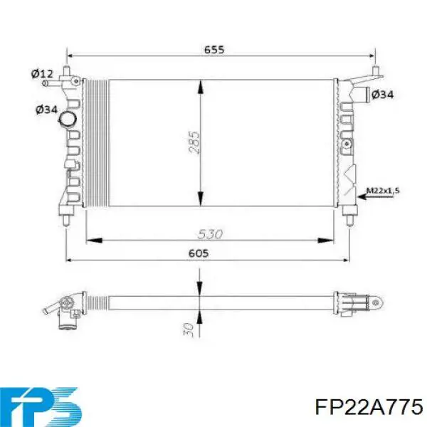 FP22A775 FPS Radiador de esfriamento de motor