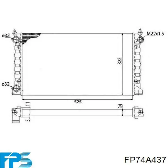 FP74A437 FPS Radiador de esfriamento de motor