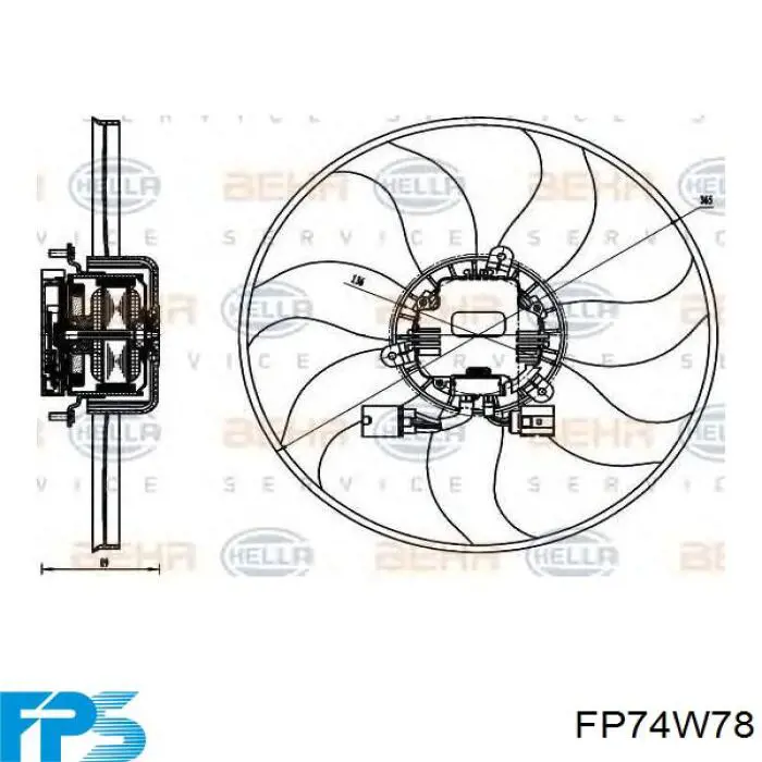 Ventilador elétrico de esfriamento montado (motor + roda de aletas) direito FPS FP74W78 preço, a partir de 71,79 USD