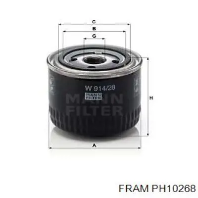 Filtro de óleo PH10268 Fram