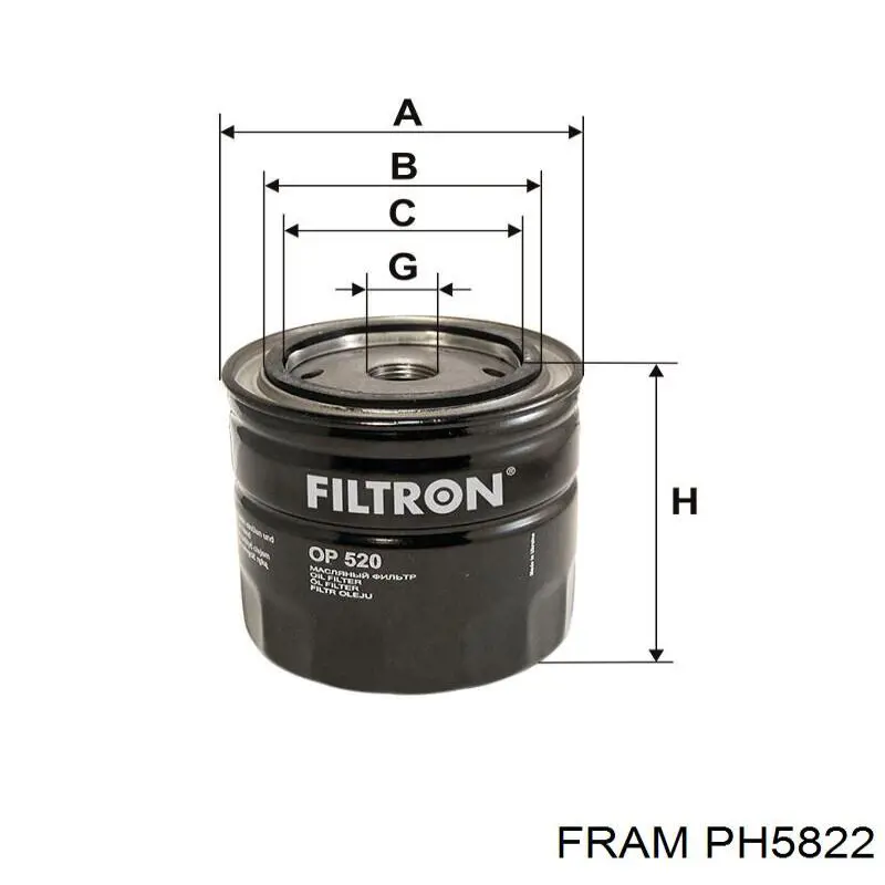 PH5822 Fram Filtro de óleo