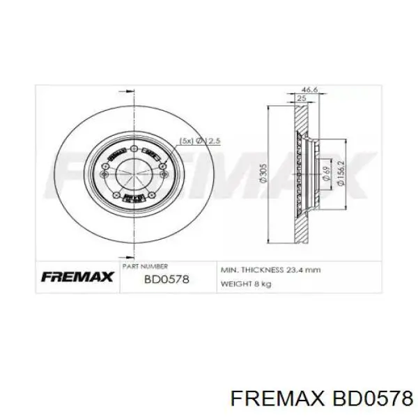 Disco do freio dianteiro Fremax BD0578 preço, a partir de 54,56 USD