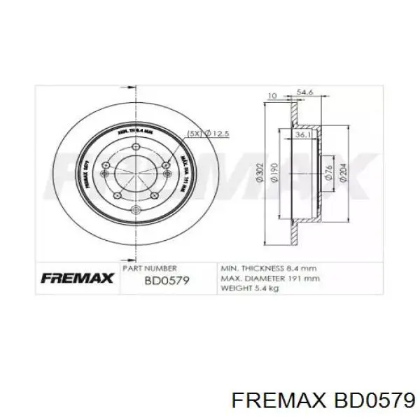 Disco do freio traseiro Fremax BD0579 preço, a partir de 47,75 USD