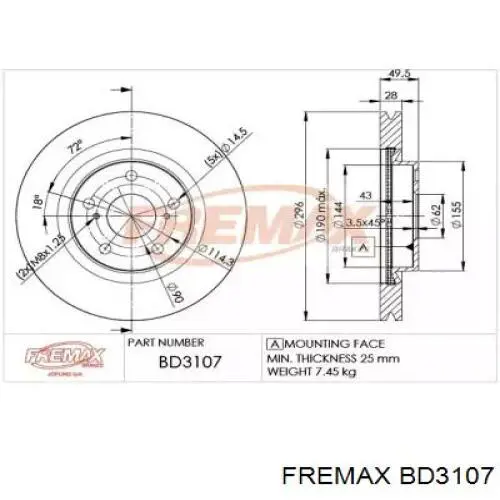 Disco do freio dianteiro Fremax BD3107 preço, a partir de 45,05 USD