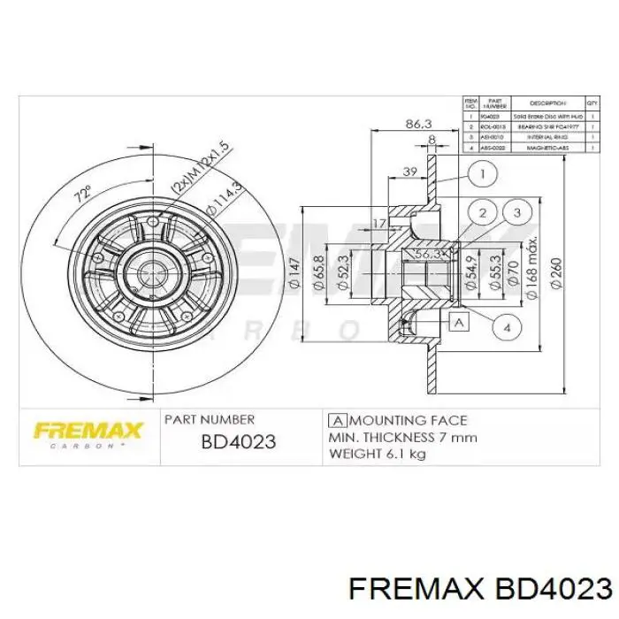 BD4023 Fremax Disco do freio traseiro