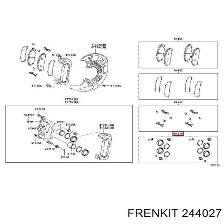 244027 Frenkit Kit de reparação de suporte do freio dianteiro