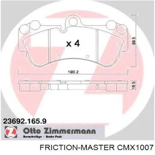 CMX1007 Friction Master Sapatas do freio dianteiras de disco