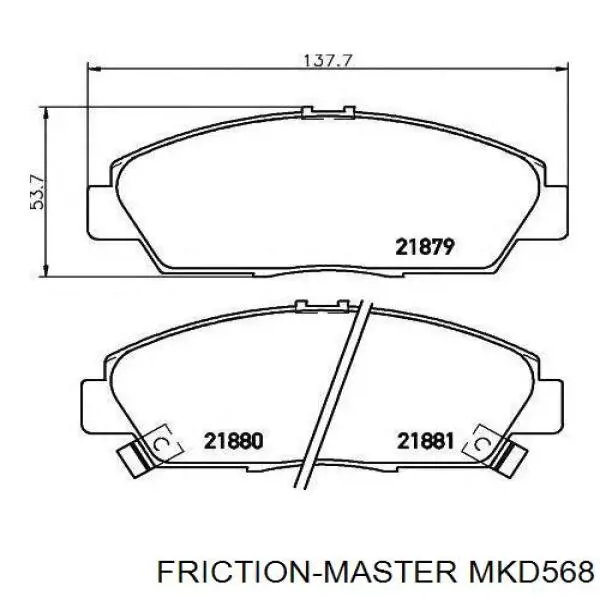 MKD568 Friction Master Sapatas do freio dianteiras de disco