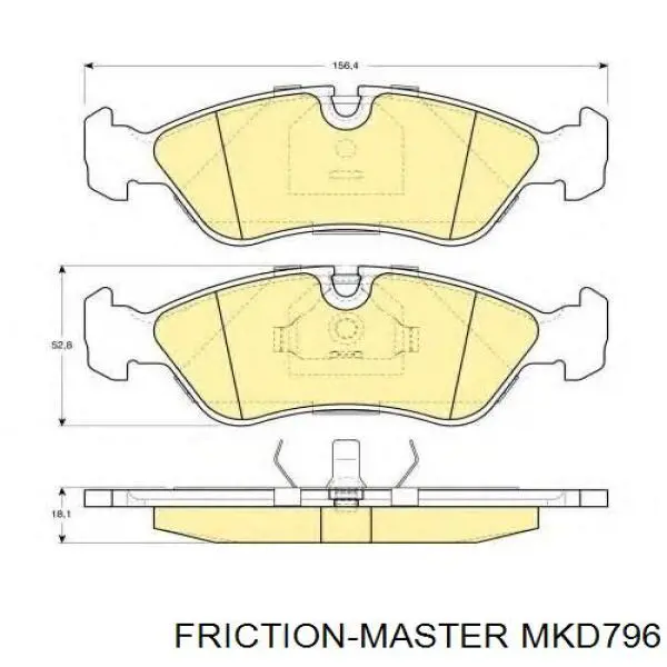 Sapatas do freio dianteiras de disco MKD796 Friction Master