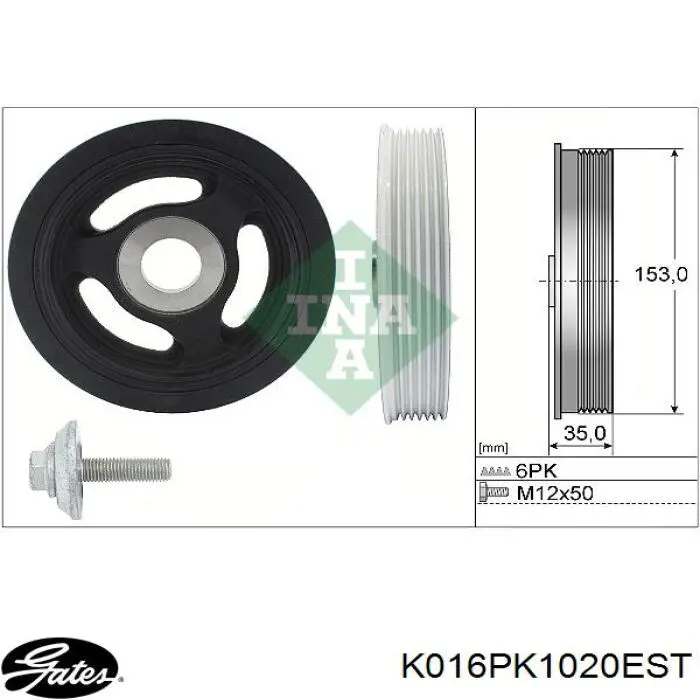 Correia dos conjuntos de transmissão, kit Gates K016PK1020EST preço, a partir de 115,38 USD