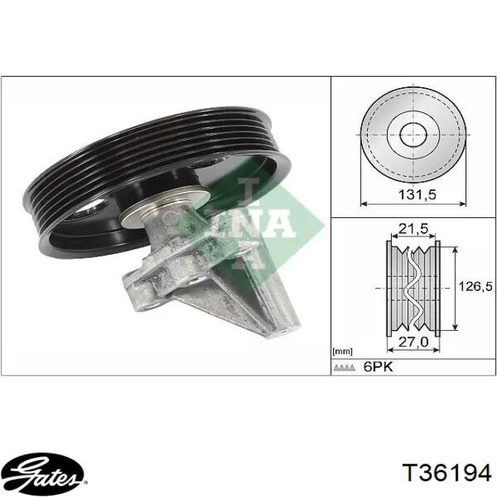 Rolo parasita da correia de transmissão Gates T36194 preço, a partir de 63,02 USD