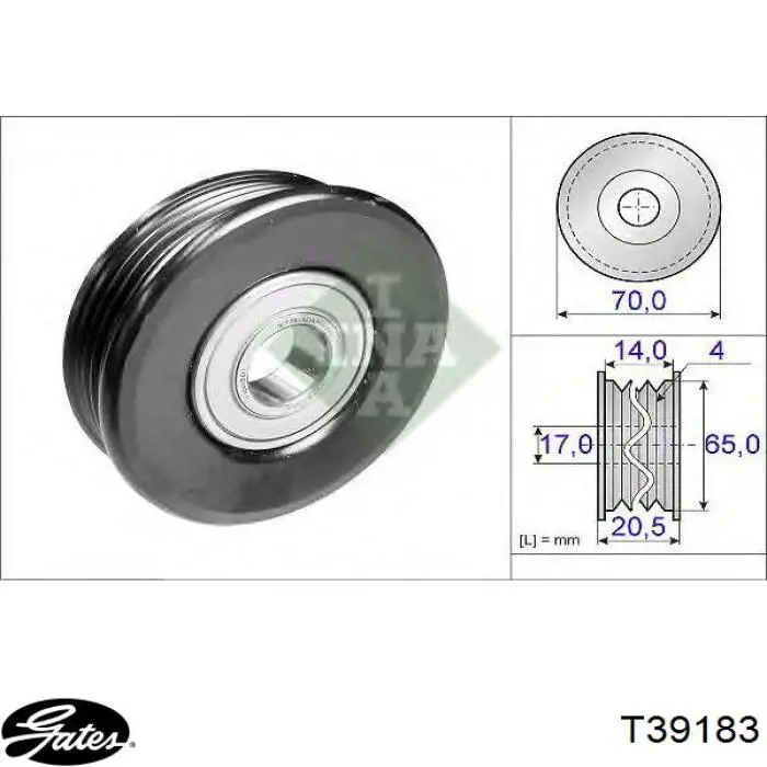 Compre T39183 Gates Rolo de reguladora de tensão da correia de transmissão