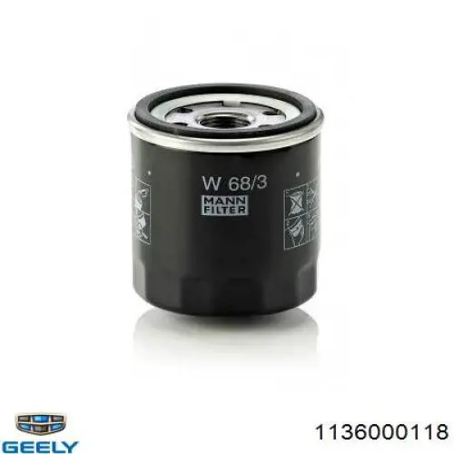 1136000118 Geely Filtro de óleo
