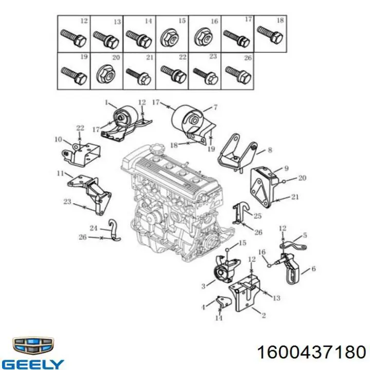  Coxim (suporte) traseiro de motor Geely CK I sedan (2005 - 2008) I