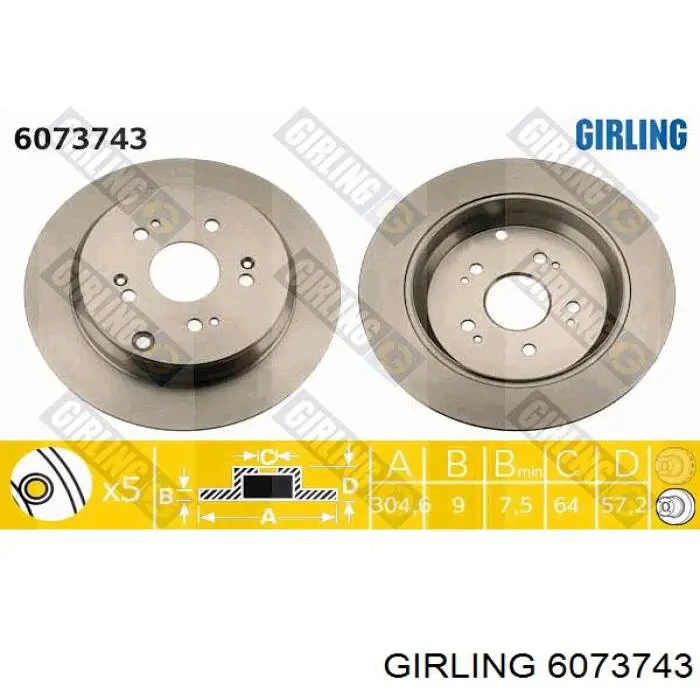 Disco do freio traseiro Girling 6073743 preço, a partir de 36,25 USD