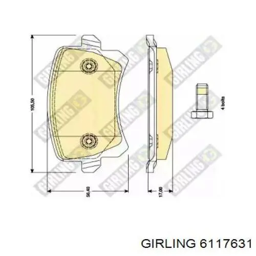 Sapatas do freio traseiras de disco Girling 6117631 preço, a partir de 35,16 USD