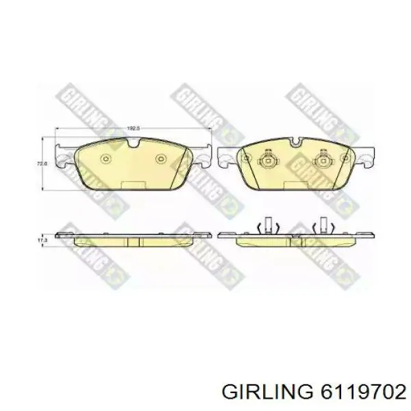 Sapatas do freio dianteiras de disco Girling 6119702 preço, a partir de 58,64 USD