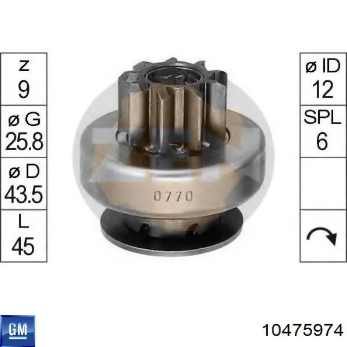 Compre 10475974 General Motors Roda-livre do motor de arranco