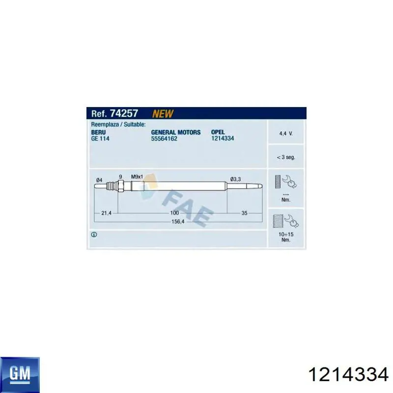 Compre 1214334 General Motors Vela de incandescência