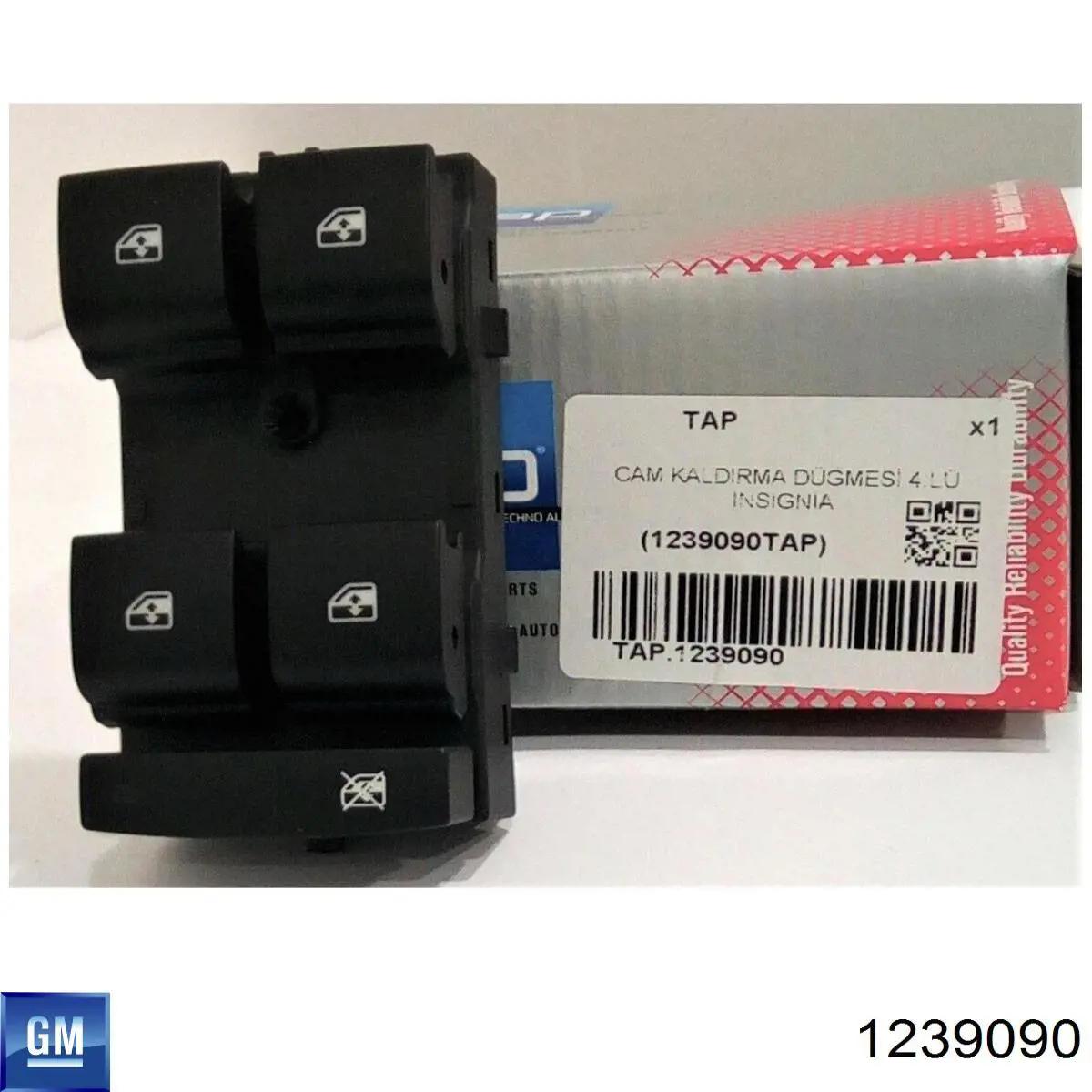 1239090 Opel Unidade de botões dianteira esquerda de controlo de elevador de vidro