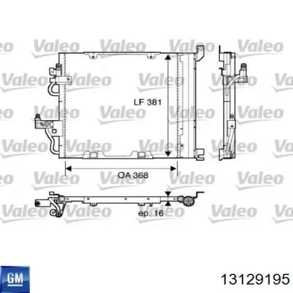 Radiador de aparelho de ar condicionado 13129195 General Motors
