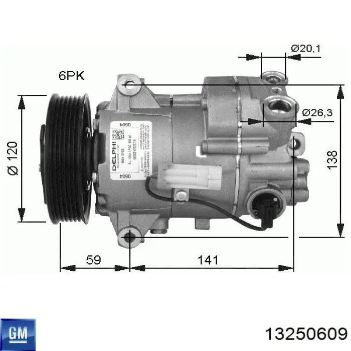 Compressor de aparelho de ar condicionado 13250609 General Motors