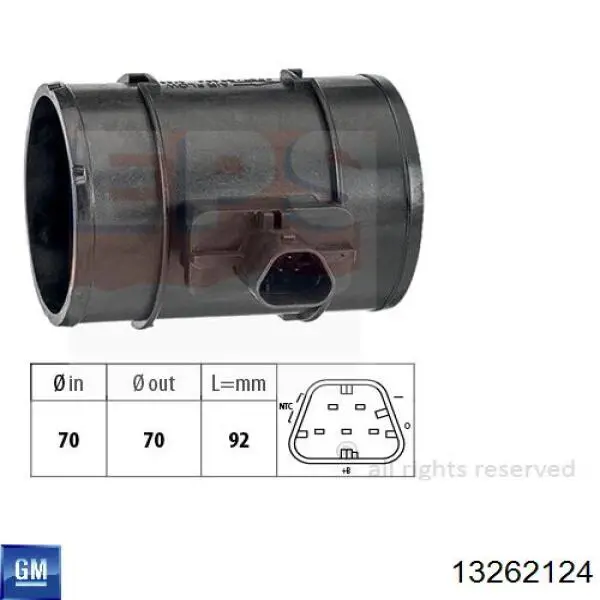 Compre 13262124 General Motors Sensor de fluxo (consumo) de ar, medidor de consumo M.A.F. - (Mass Airflow)