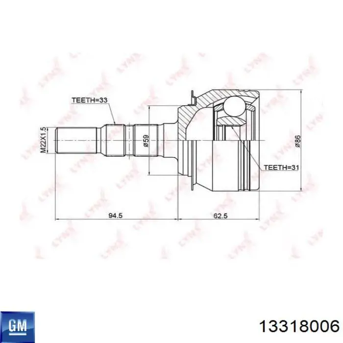 Junta homocinética externa dianteira General Motors 13318006 preço, a partir de 40,06 USD