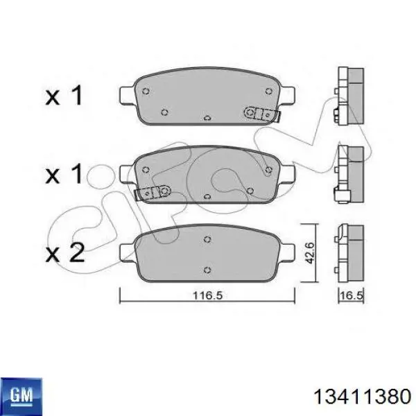 13411380 General Motors Sapatas do freio traseiras de disco
