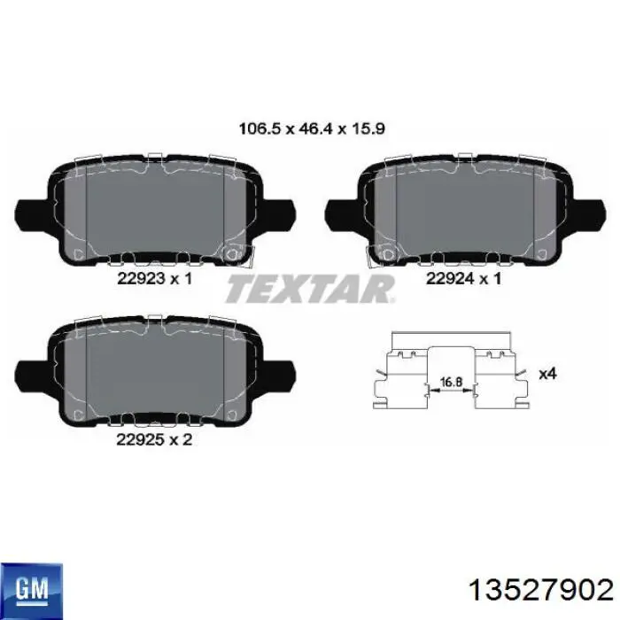 13527902 General Motors Sapatas do freio traseiras de disco