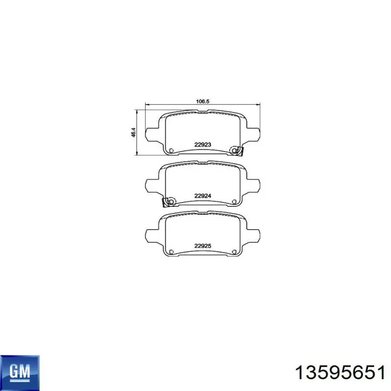 13595651 General Motors Sapatas do freio traseiras de disco