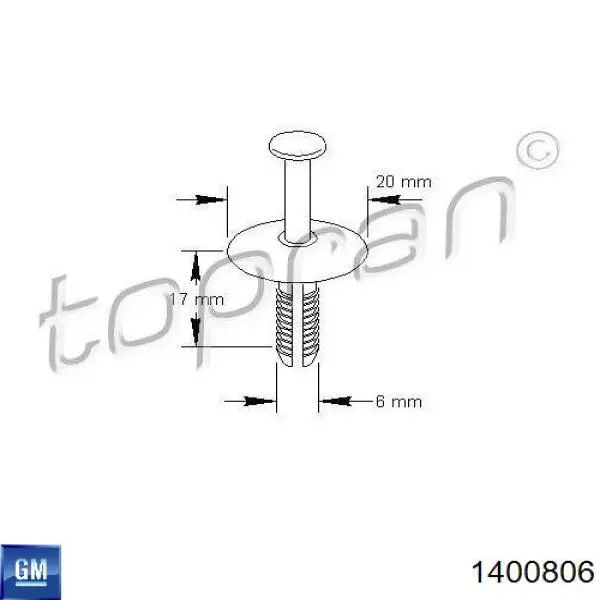 Compre 1400806 Opel Cápsula (prendedor) de fixação do pára-choque dianteiro