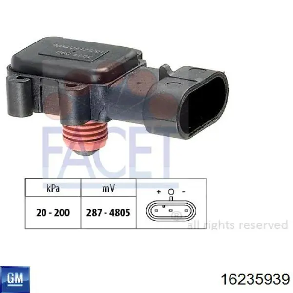 Compre 16235939 General Motors Sensor de pressão no coletor de admissão, MAP