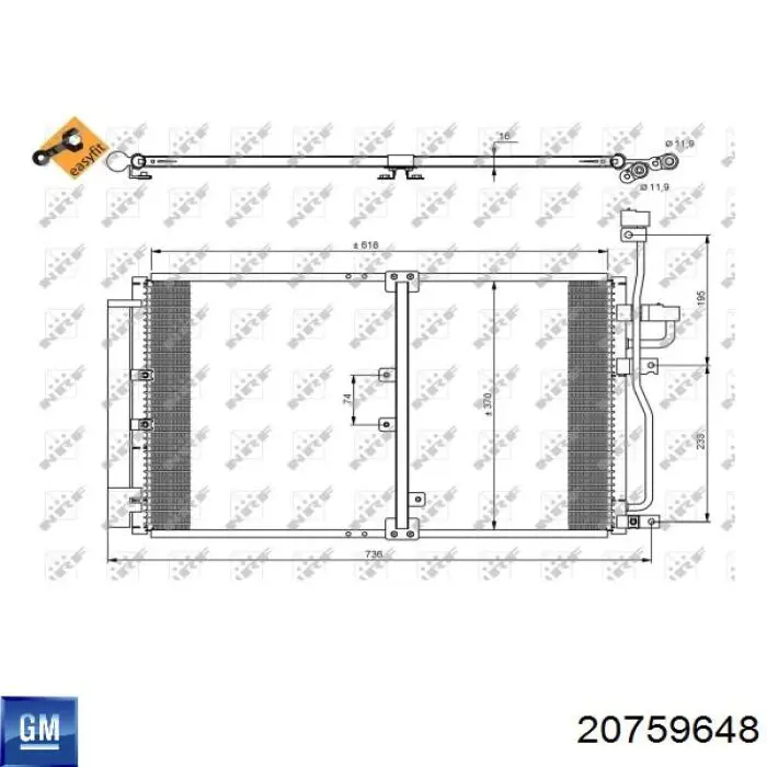 Radiador de aparelho de ar condicionado General Motors 20759648 preço, a partir de 88,69 USD