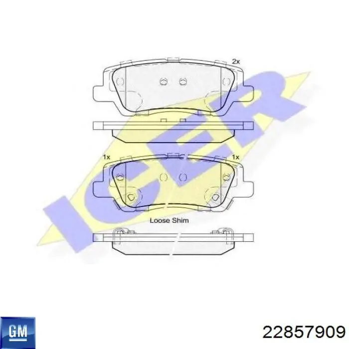 22857909 General Motors Sapatas do freio traseiras de disco