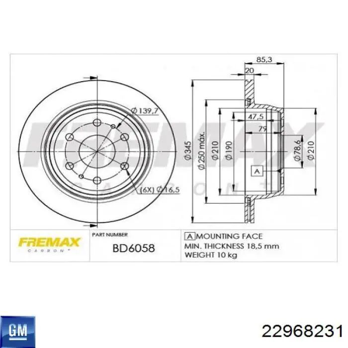 22968231 General Motors Disco do freio traseiro
