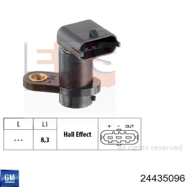 Sensor de posição da árvore distribuidora 24435096 General Motors