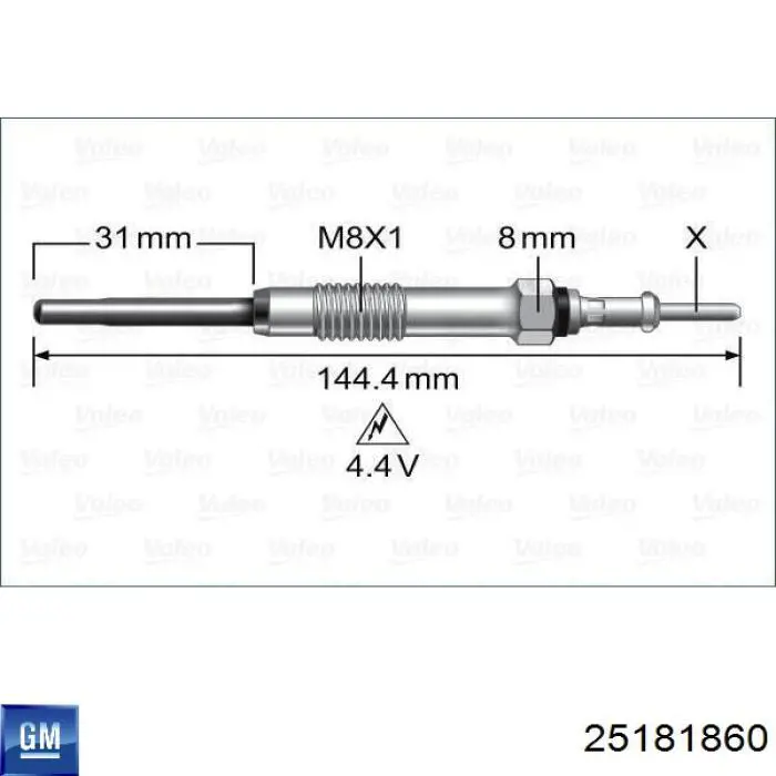 Vela de incandescência General Motors 25181860 preço, a partir de 36,76 USD
